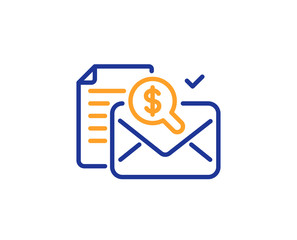 Accounting report line icon. Audit sign. Check finance symbol. Colorful outline concept. Blue and orange thin line color icon. Accounting report Vector
