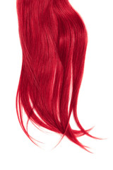 Disheveled pink hair isolated on white background