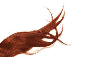 Disheveled henna hair isolated on white background