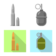 Isolated object of weapon and gun icon. Set of weapon and army stock vector illustration.