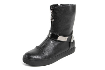 Women's demi-season shoes leather isolated on white background