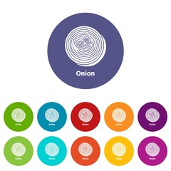 Onion icons color set vector for any web design on white background