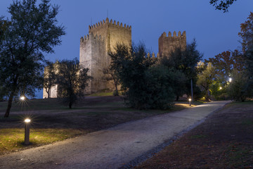 Fototapeta na wymiar Guimaraes castle at sunset, Portugal
