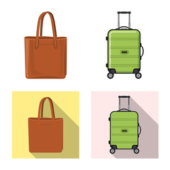 Vector illustration of suitcase and baggage logo. Collection of suitcase and journey stock vector illustration.