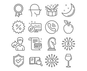 Set of Success, Marketing strategy and Discount icons. Payment card, Artificial intelligence and Search book signs. Drums, Face scanning and Bordeaux glass symbols. Discount vector