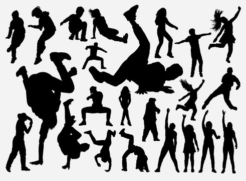 Breakdance and hiphop training silhouette for symbol, logo, web icon, mascot, game elements, mascot, sign, sticker design, or any design you want. Easy to use.
