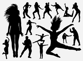 Dancing performance man and woman silhouette for symbol, logo, web icon, mascot, game elements, mascot, sign, sticker design, or any design you want. Easy to use.
