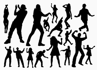 Dancer and rapper man and woman silhouette for symbol, logo, web icon, mascot, game elements, mascot, sign, sticker design, or any design you want. Easy to use.
