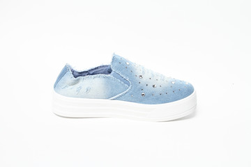 Women's shoes leather isolated on white background