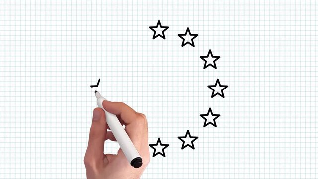 Euro - Europ&auml;ische Union &ndash; Whiteboard Animation auf kariertem Blatt Papier