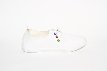 Women's shoes leather isolated on white background