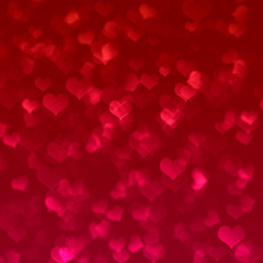 Red hearts, background for lovers, holiday, wedding, happy, gradient, love, blurred bokeh background