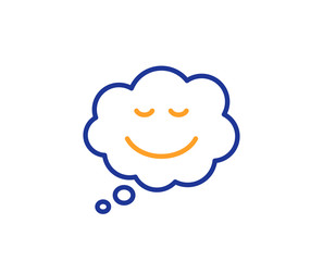 Comic speech bubble with Smile line icon. Chat emotion sign. Colorful outline concept. Blue and orange thin line color icon. Speech bubble Vector