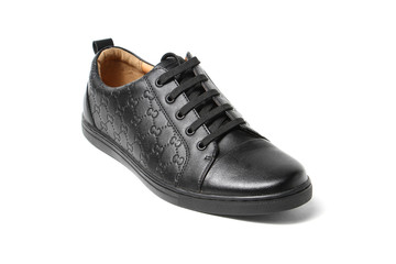 Office leathers man shoes isolated on white