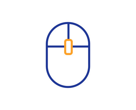 Ð¡omputer Mouse icon. Internet surf device sign. PC equipment symbol. Colorful outline concept. Blue and orange thin line color icon. Computer Mouse Vector