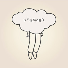 dreamer on mind icon. Element of human mind icon for mobile concept and web apps. Thin line dreamer icon