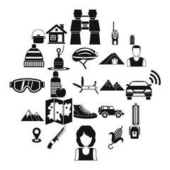 Mountain holiday icons set. Simple set of 25 mountain holiday vector icons for web isolated on white background