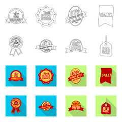 Isolated object of emblem and badge logo. Set of emblem and sticker stock vector illustration.