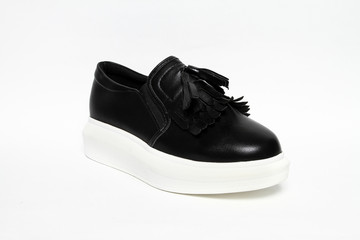 Women's shoes leather isolated on white background