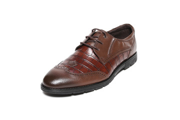Office leathers man shoes isolated on white