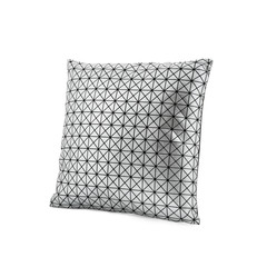 Silver cushion with triangle pattern isolated on white background