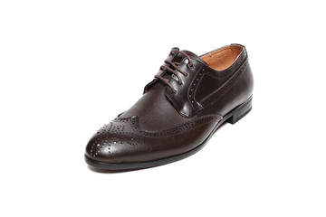 Office leathers man shoes isolated on white