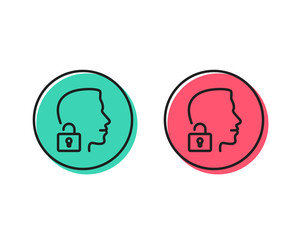 Face accepted line icon. Access granted sign. Unlock system symbol. Positive and negative circle buttons concept. Good or bad symbols. Unlock system Vector