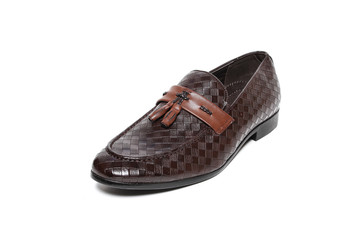 Office leathers man shoes isolated on white