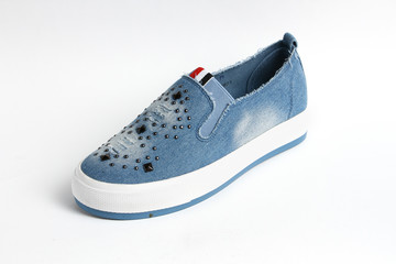 Women's shoes leather isolated on white background