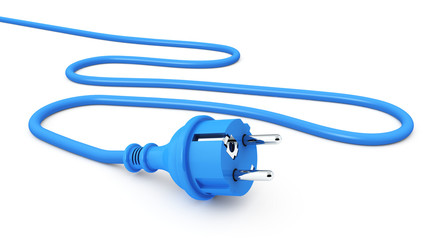 Blauer Stecker mit Kabel - Intelligenter Strom - obrazy, fototapety, plakaty