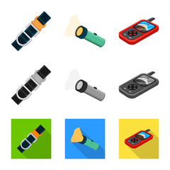 Vector design of mountaineering and peak symbol. Collection of mountaineering and camp vector icon for stock.