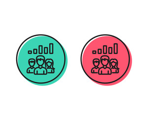 Teamwork results line icon. Group of people sign. Positive and negative circle buttons concept. Good or bad symbols. Teamwork results Vector