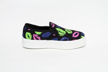 Women's shoes leather isolated on white background