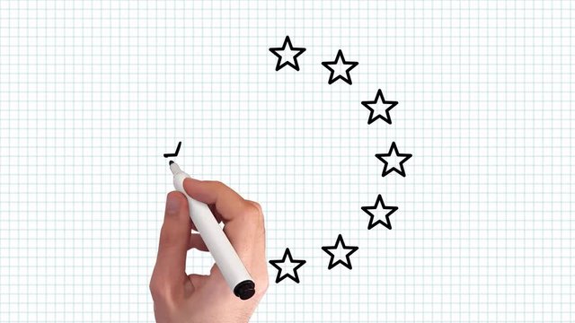 Europ&auml;ische Union &ndash; Gesetze &ndash; Whiteboard Animation auf kariertem Blatt Papier