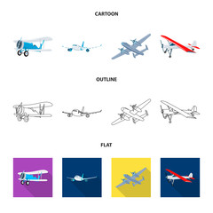 Isolated object of plane and transport sign. Set of plane and sky stock vector illustration.