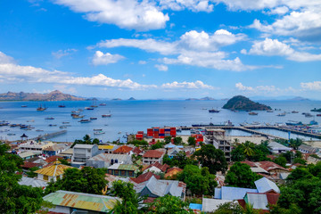 The busy, colorful port of Labuan Bajo on the Indonesian island of Flores in East Nusa Tenggara province