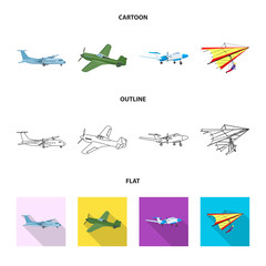 Vector illustration of plane and transport logo. Set of plane and sky vector icon for stock.