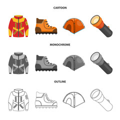 Vector design of mountaineering and peak logo. Collection of mountaineering and camp stock symbol for web.
