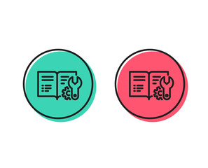 Engineering documentation line icon. Technical instruction sign. Positive and negative circle buttons concept. Good or bad symbols. Engineering documentation Vector