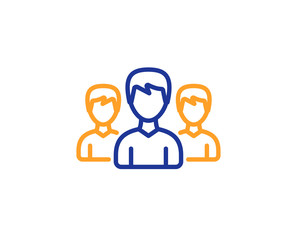Group line icon. Users or Teamwork sign. Male Person silhouette symbol. Colorful outline concept. Blue and orange thin line color icon. Group Vector