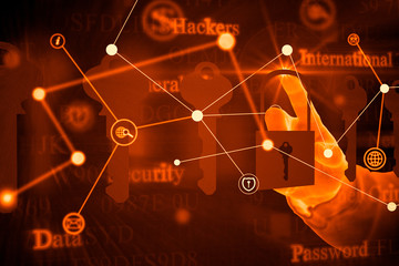 Computer hacking concept. Network security. Computer crimen. Danger of hack attack