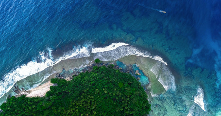 Aerial View of Siargao Island and Tropical Pacific. View from Drone
