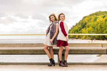 Two fashionable women outdoor