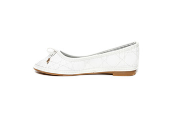 Women's flat photo white shoes isolated on white background