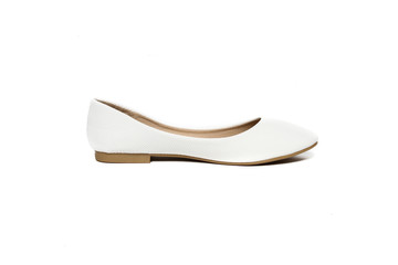 Women's flat photo white shoes isolated on white background