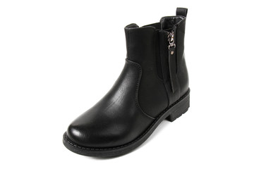 Stylish leather shoe in studio, autumn, spring isolated on white