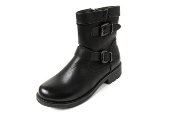 Stylish leather shoe in studio, autumn, spring isolated on white