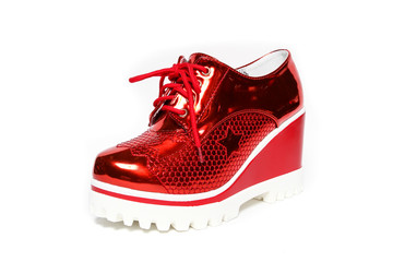 Stylish leather shoe in studio, autumn, spring isolated on white