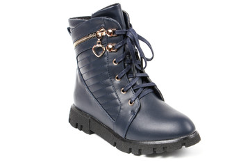 Stylish leather shoe in studio, autumn, spring isolated on white