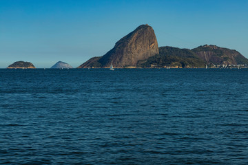 Fototapeta na wymiar Most famous mountains in the world. Mountain of Sugar Loaf, Rio de Janeiro Brazil, South America. Copy space for advertising. 